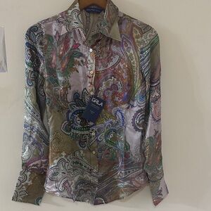 Georg Roth XXS Paisley silk thin Button Down shirt